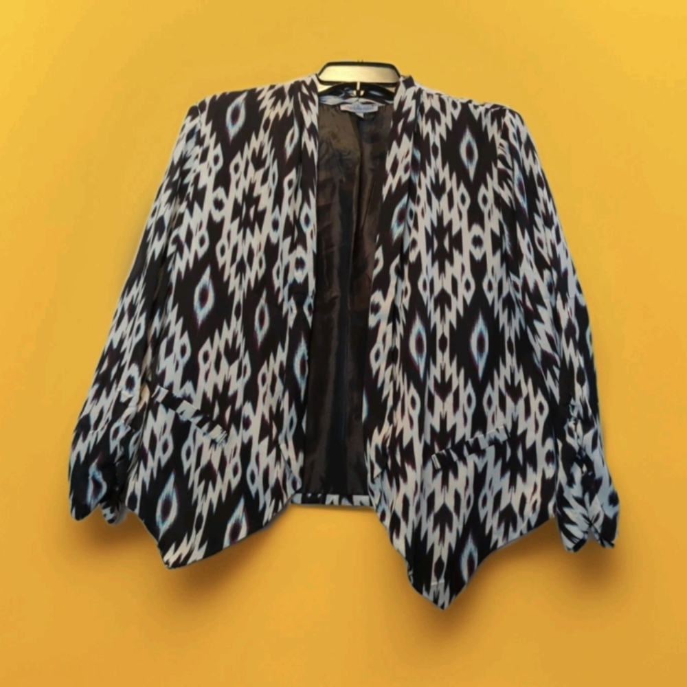 Charlotte Russe NWOT Size XL Black White Open Front Drape Blazer Jacket NWOT